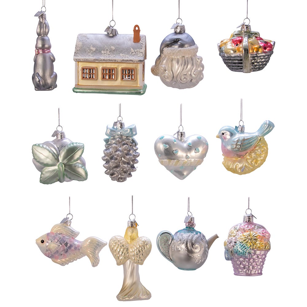Kurt Adler 3-4.375-Inch Noble Gems™ Newlywed's Glass Tree Box, Set of 12